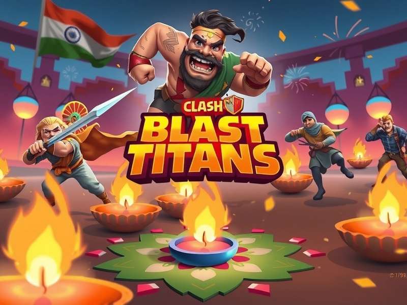 Clash Blast Titans Game Banner featuring Indian players in action